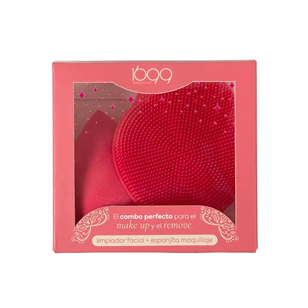 Set Clean Brush + Makeup Sponge Garnet