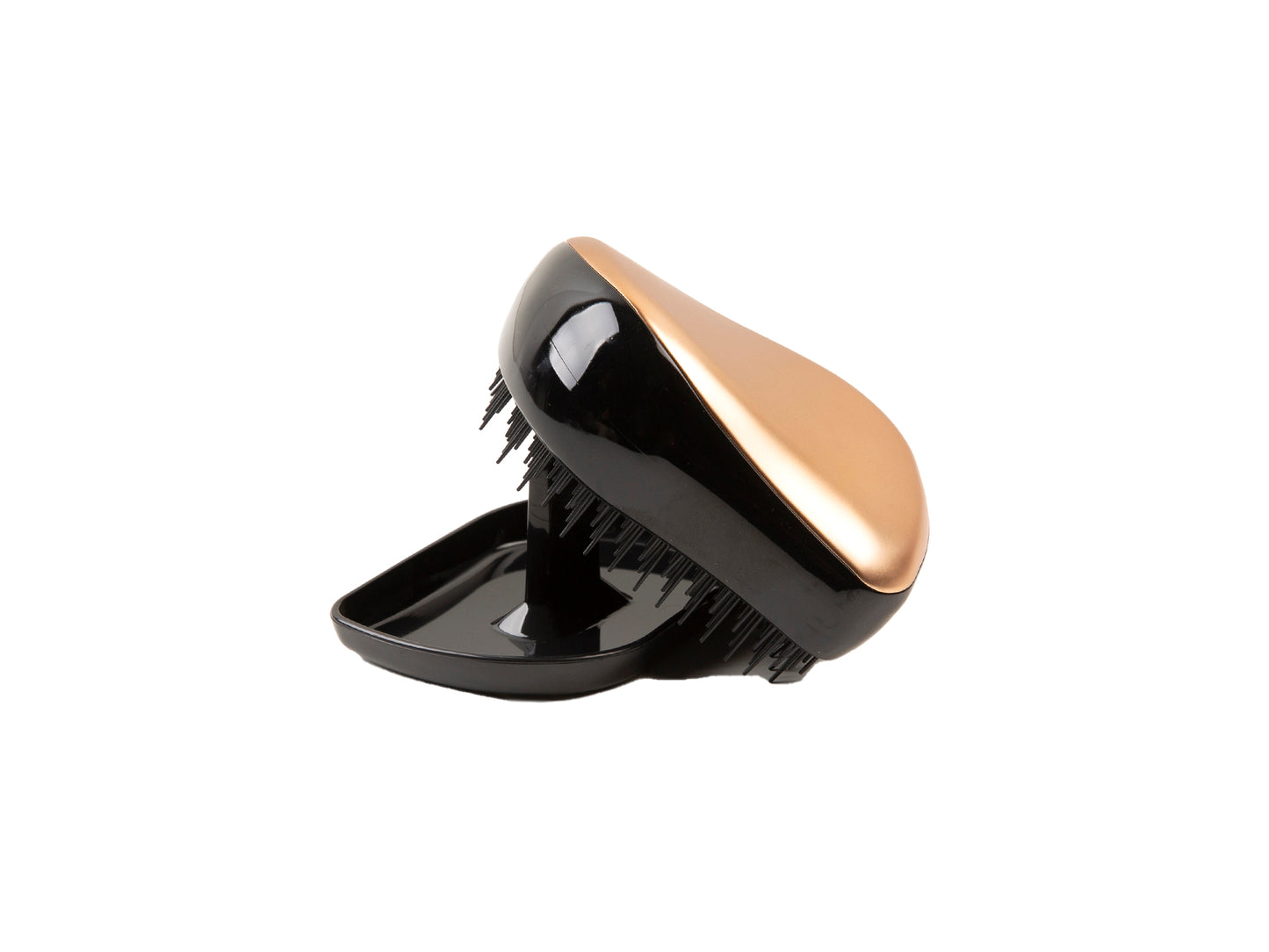 Compact bronze detangling travel brush